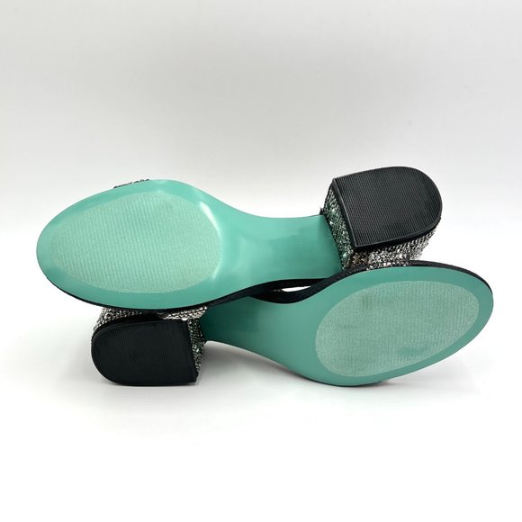 Betsey Johnson Size 7.5 Mari Black Jeweled‎ Block Heel Dress Sandals Shoes - Picture 9 of 13